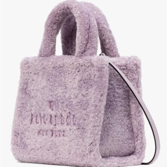 Kate Spade Ellie Faux Fur Shearling Small Tote, Violet Mist NWT